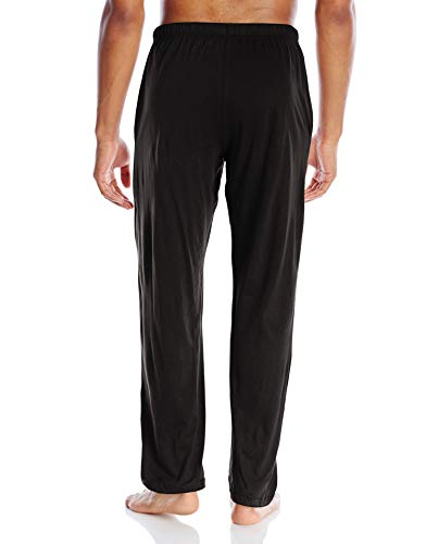 Hanes Men's Solid Knit Sleep Pant with Pockets and Drawstring, Black, Large