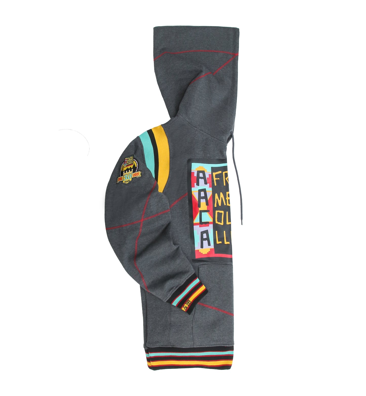 30th Anniversary AACA Frankenstein Stitched Hoodie Charcoal/Red-African American College Alliance