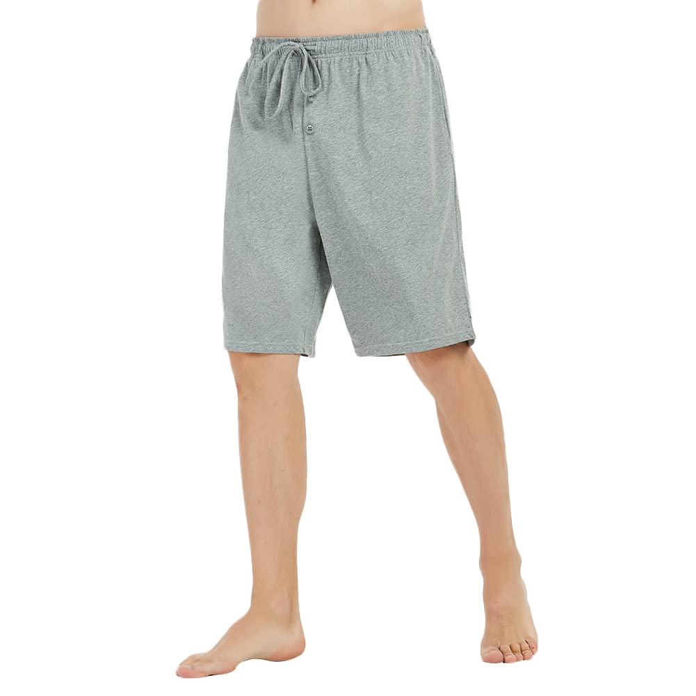 U2SKIIN 2 Pack Mens Cotton Pajama Shorts, Lightweight Lounge Pant with Pockets Soft Sleep Pj Shorts for Men(Navy/Light Grey Mel,L)