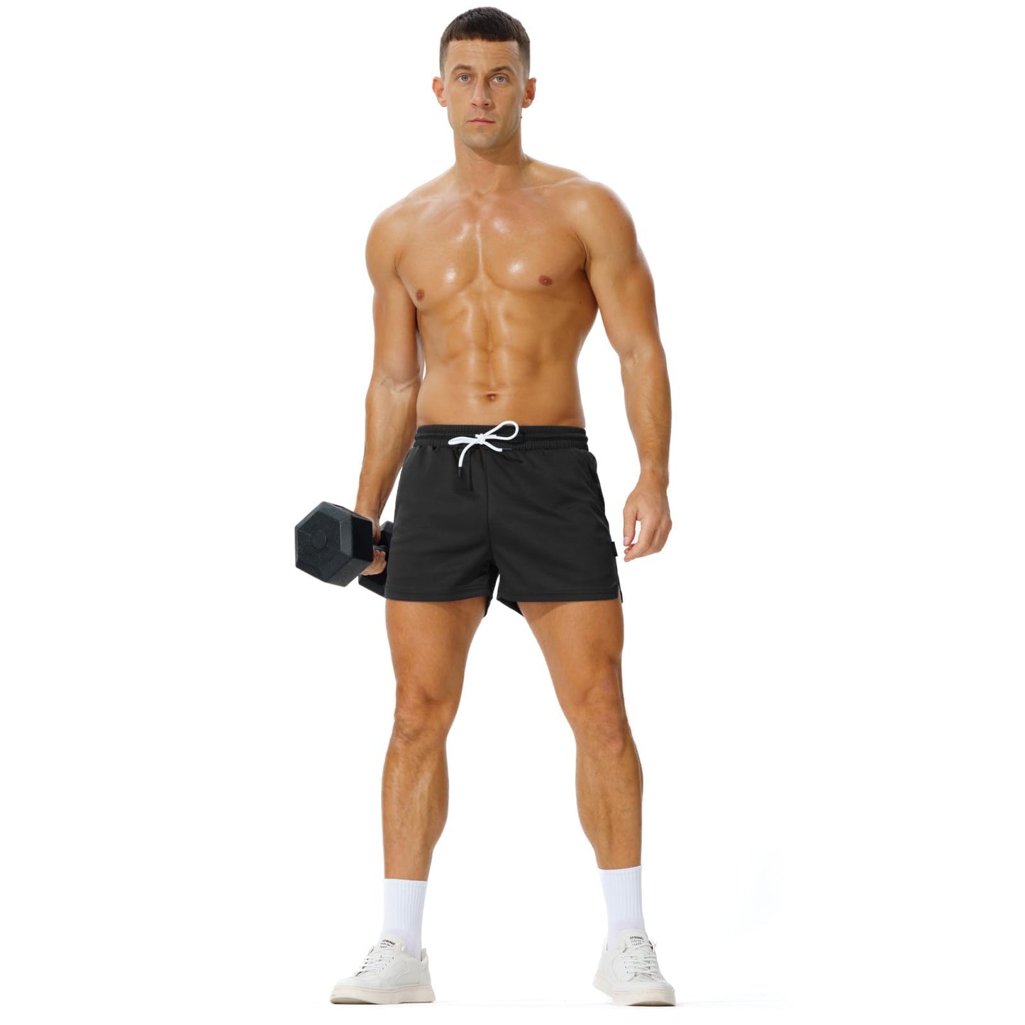 AIMPACT Mens Mesh Running Shorts Gym Athletic Workout Shorts for Men 3 inch Sports Shorts with Pocket(Black L)
