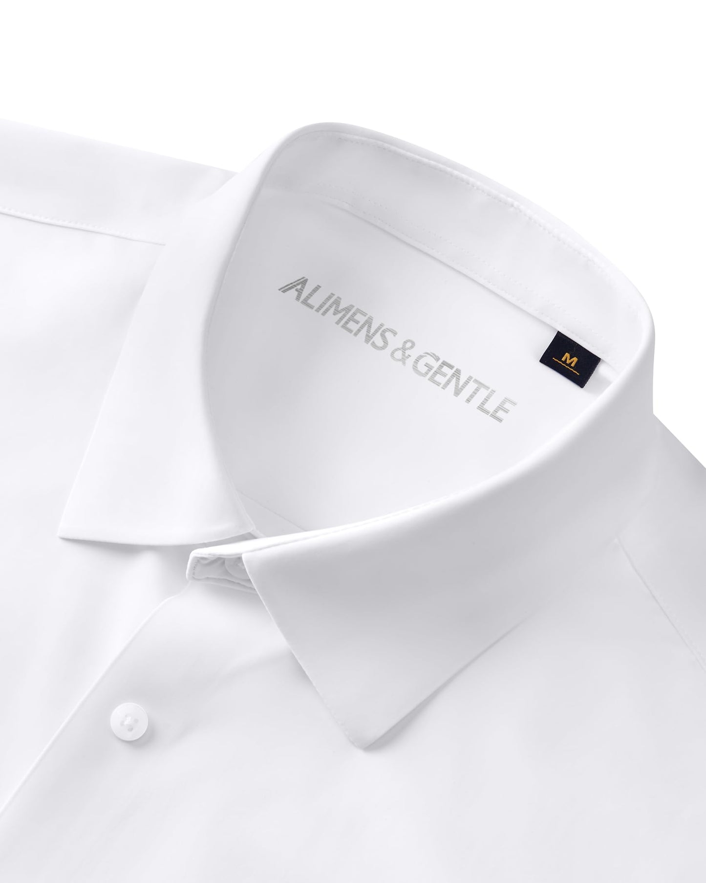 Alimens & Gentle Stretch Mens Dress Shirts Slim Fit Long Sleeve Casual Skinny Muscle Fit Wrinkle Free Button Down Shirt White