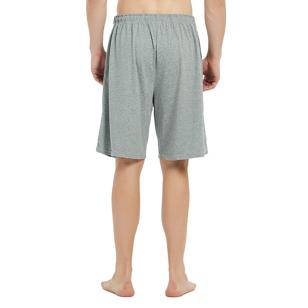 U2SKIIN 2 Pack Mens Cotton Pajama Shorts, Lightweight Lounge Pant with Pockets Soft Sleep Pj Shorts for Men(Navy/Light Grey Mel,L)