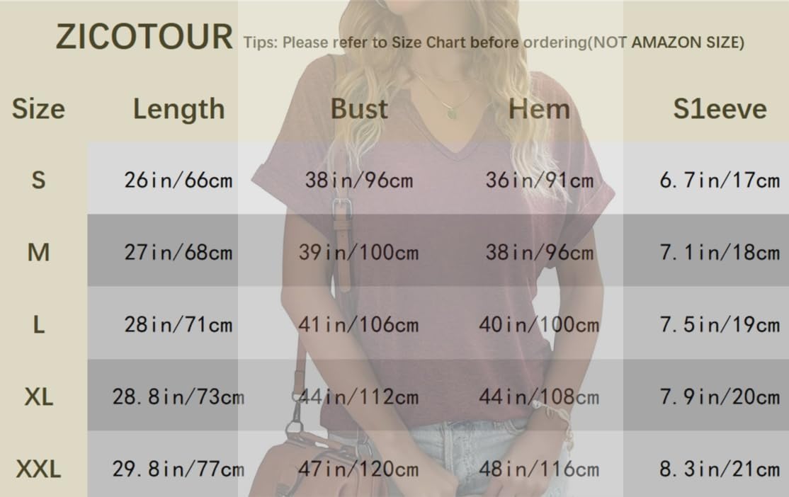 Womens V Neck T Shirts Casual Loose Tees 2025 Trending Now Summer Short Sleeve Tops(L,Red)