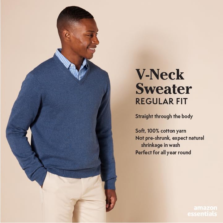 Amazon Essentials Men's V-Neck Pullover Sweater (Available in Big & Tall), Navy, XX-Large Big