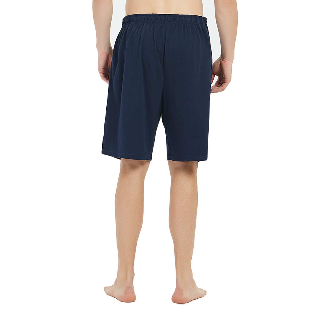 U2SKIIN 2 Pack Mens Cotton Pajama Shorts, Lightweight Lounge Pant with Pockets Soft Sleep Pj Shorts for Men(Navy/Light Grey Mel,L)