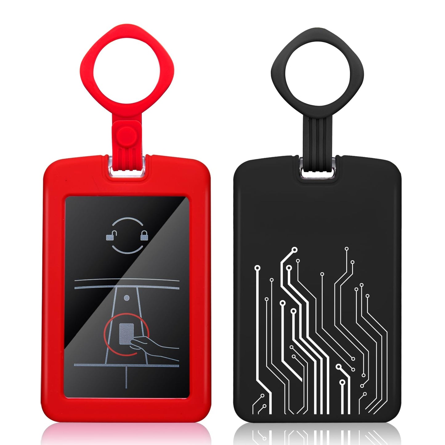 2 Pieces Key Card Holder Case for Tesla, Silicone Key Card Holder Compatible with Tesla Model 3 Y S X Key Cards, Black and Red