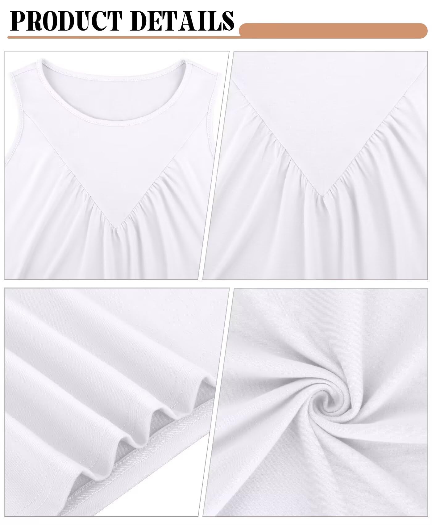Bliwov Tank Top for Women Crewneck Trendy Spring Summer Casual Sleeveless Ladies Shirt Loose Fit Flowy Beach Vacation White