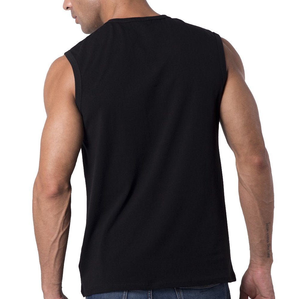 Y2Y2 Men's Sleeveless V-Neck T-Shirt, Black, L (42"-44")