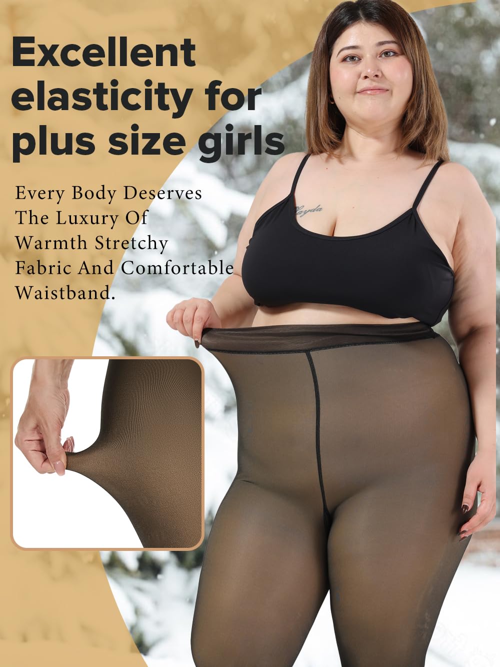 JS LifeStyle Plus Size Fleece Lined Tights Leggings Women,Warm Plus Size Tights Thermal Magic Leggings for Women Winter