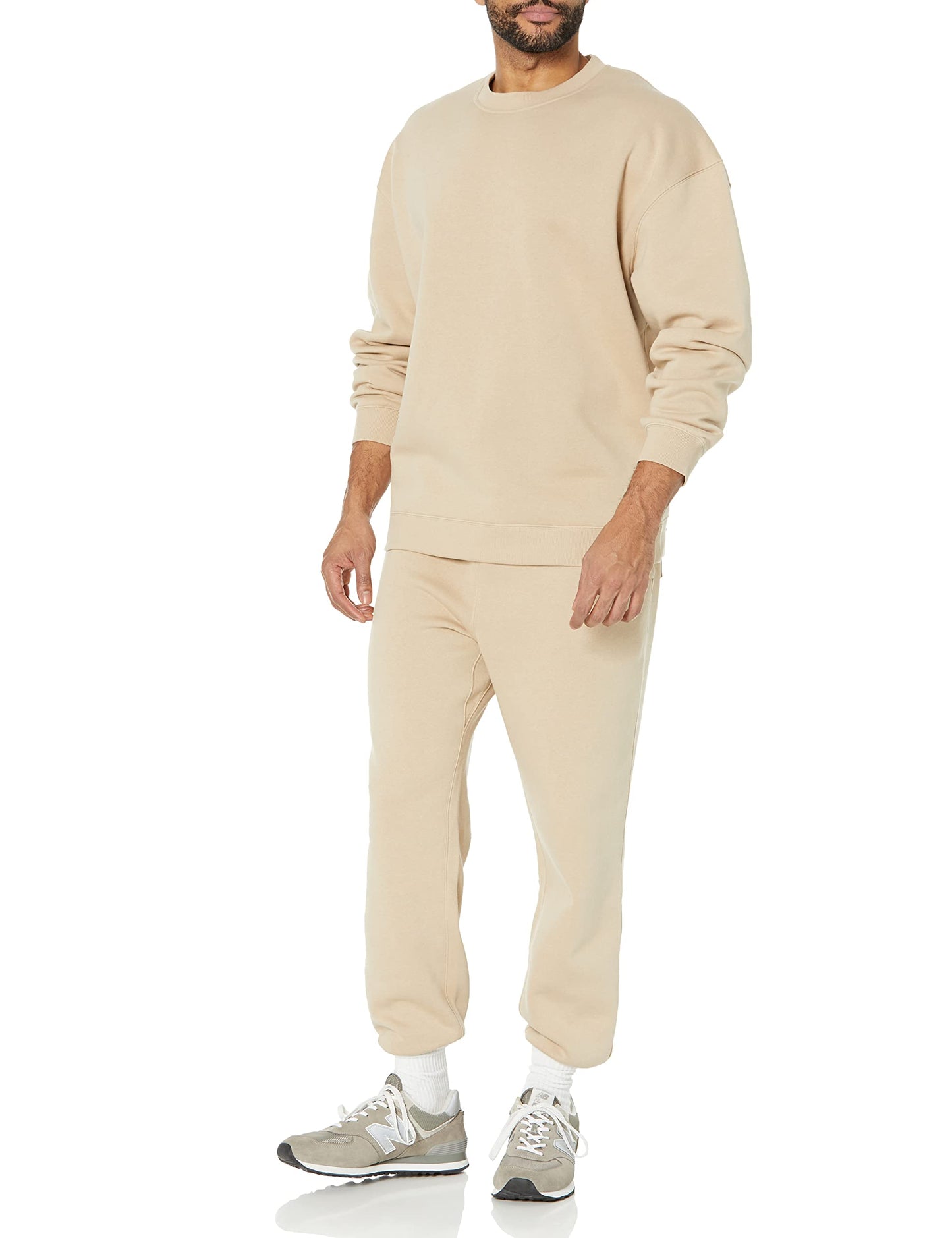 Amazon Essentials Men's Oversized-Fit Crewneck Sweatshirt (Available in Big & Tall), Tan, X-Small