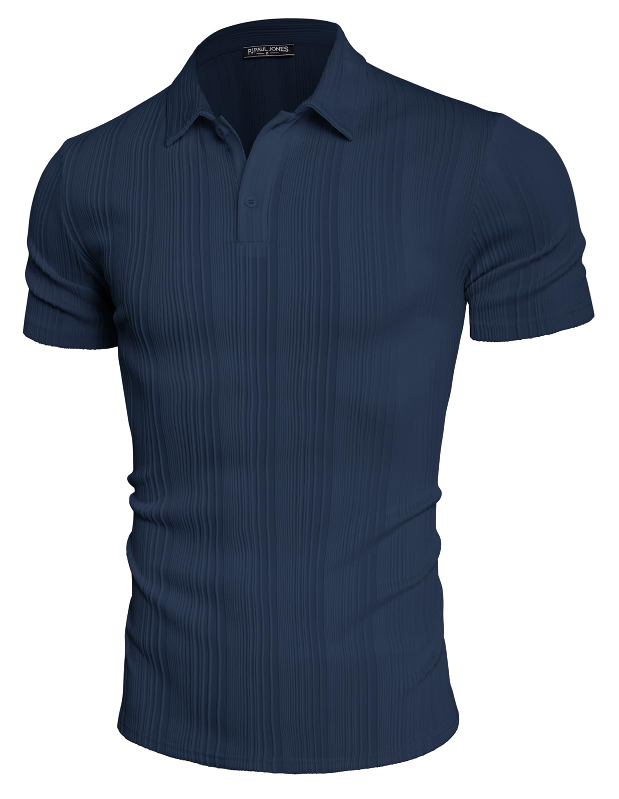 Mens Polo Shirts Textured Soft Touch Regular Fit Golf Polo Shirts Navy