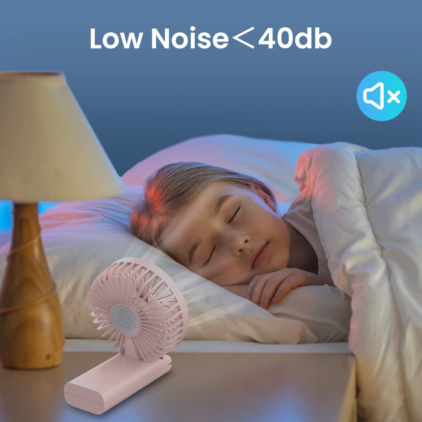 BICKON Handheld Portable Fan With USB Rechargeable Battery, 3 Adjustable Speed Personal Desk Table Fan With Base, Lightweight for Makeup, Travel, Outdoor Indoor Office - Women, Girls, Kids
