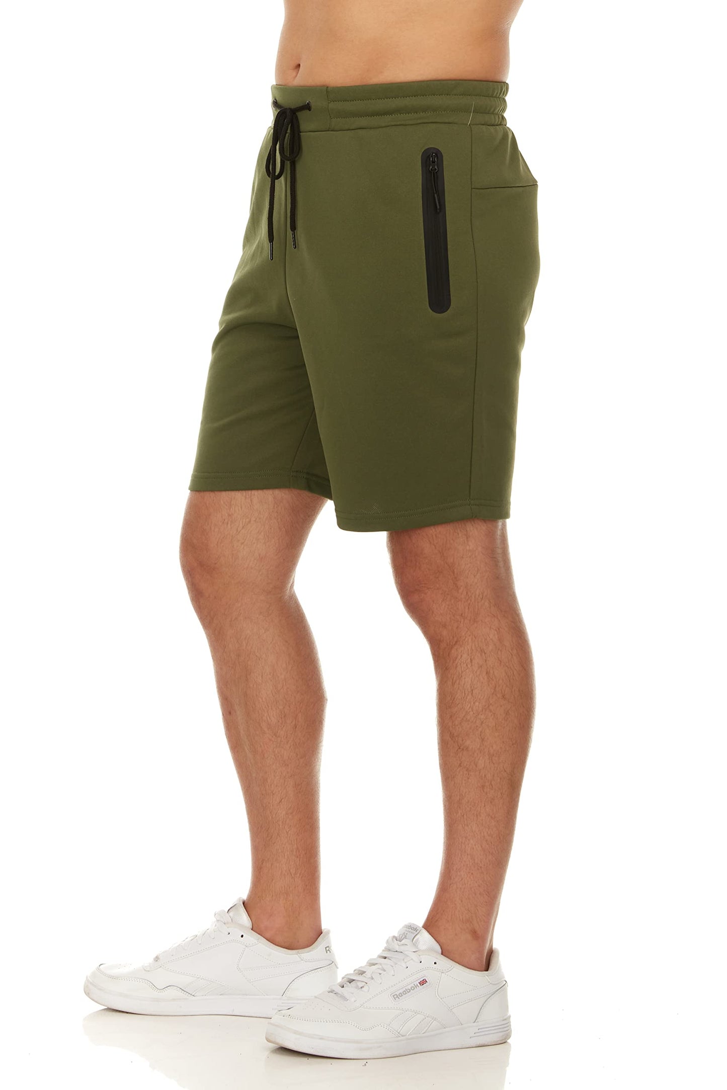 PURE CHAMP Mens Shorts French Terry 3 Pack Gym Shorts for Men Athletic Workout Training Shorts with Zipper Pocket and Drawstring Size XS-3XL (Group E, Large)