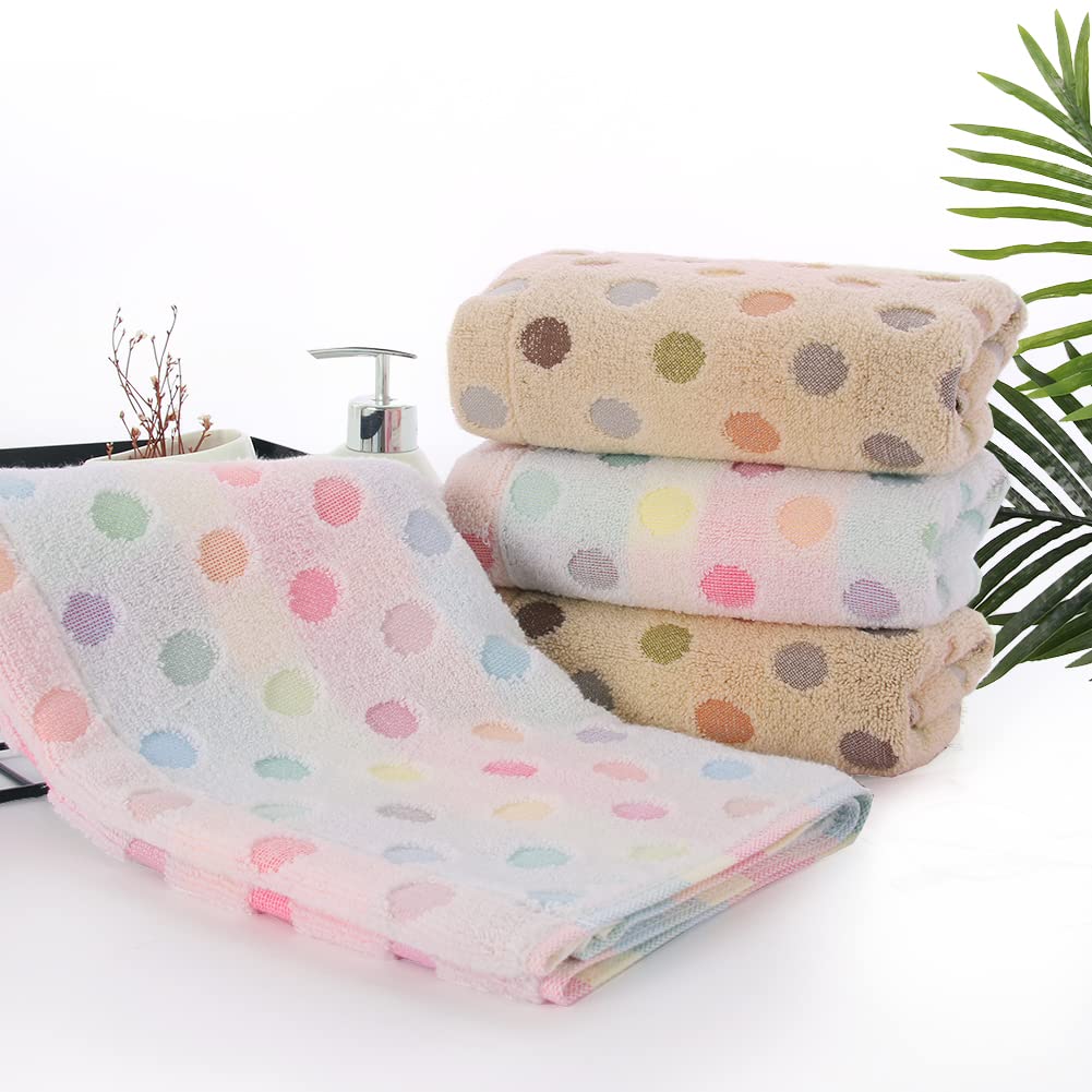 Pidada Hand Towels Set of 4 Colorful Polka Dot Pattern 100% Cotton Soft Absorbent Decorative Towel for Bathroom 13.4 x 30 Inch (Brown)