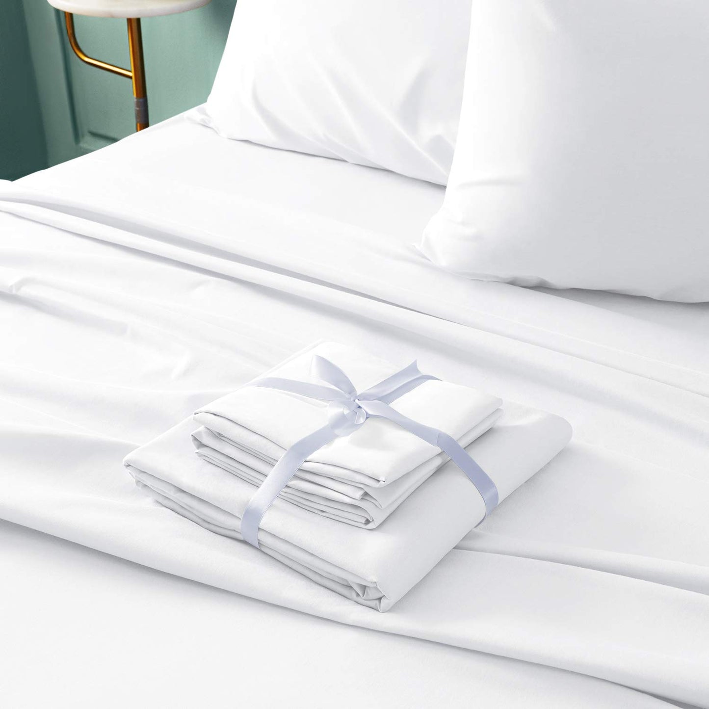 BYSURE King Size Sheets Set White - Super Soft Cooling Bed Sheets with Deep Pockets Hotel Luxury, 1800 Thread Count 100% Microfiber, Wrinkle & Fade Resistant