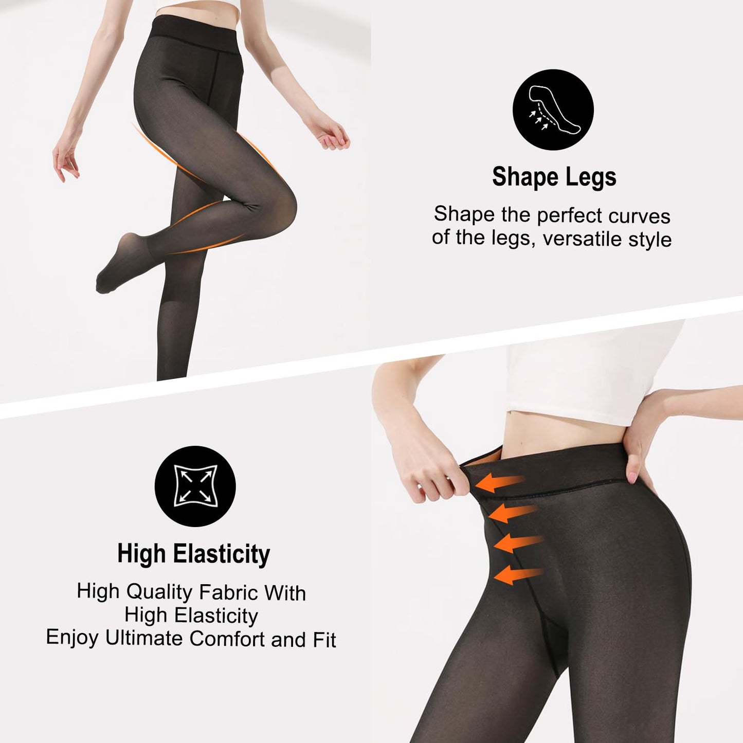 Garnet 2024 Newest Fleece Lined Tights Sheer Women Fake Translucent Tights High Waisted Warm Leggings Sheer Tight For Winter (US, Alpha, X-Large, Regular, Regular, Black)