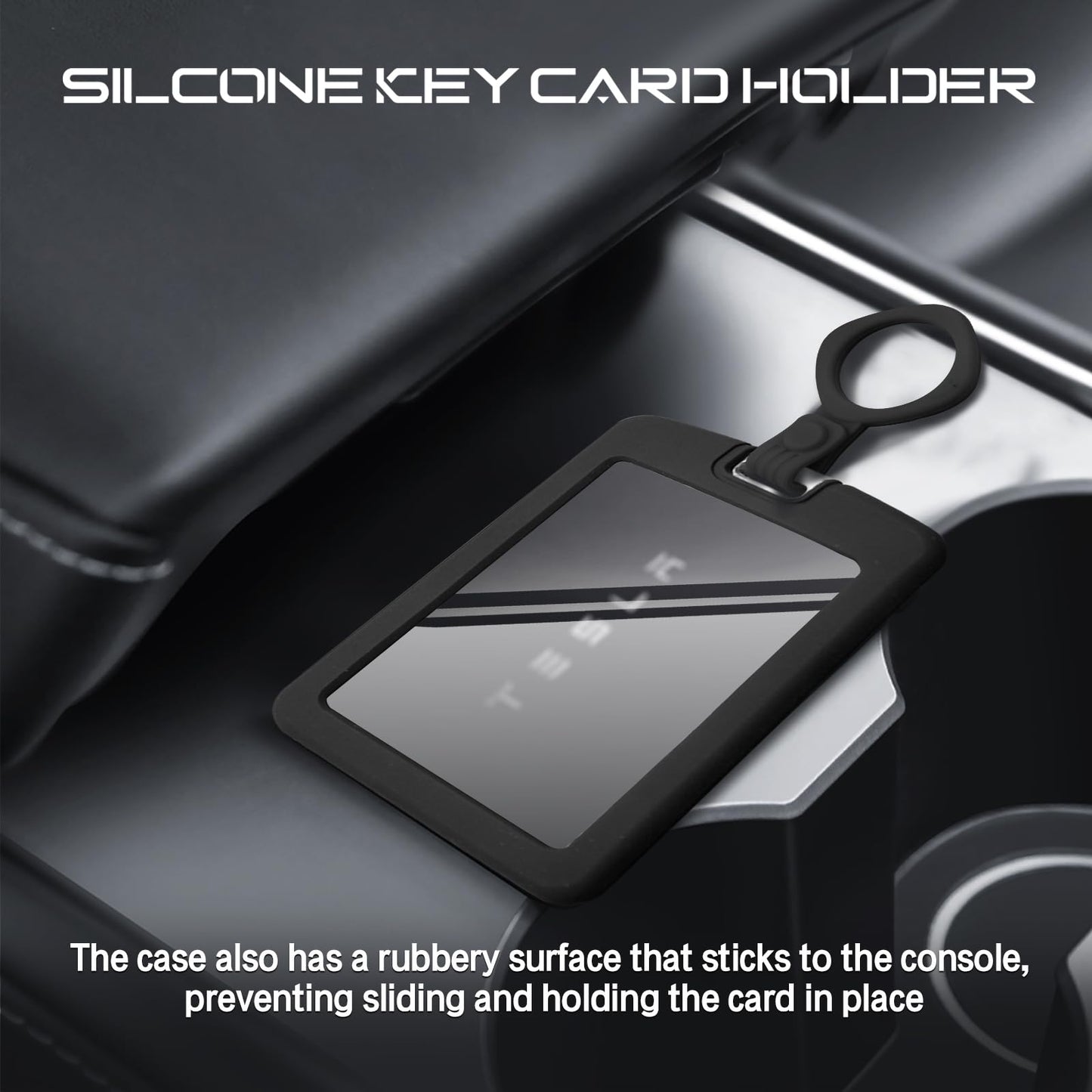 2 Pieces Key Card Holder Case for Tesla, Silicone Key Card Holder Compatible with Tesla Model 3 Y S X Key Cards, Black and Red