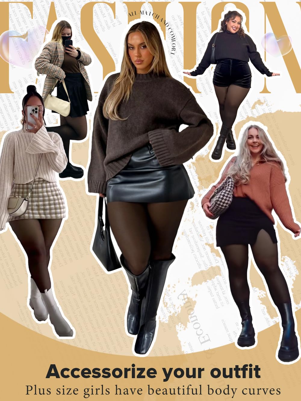 JS LifeStyle Plus Size Fleece Lined Tights Leggings Women,Warm Plus Size Tights Thermal Magic Leggings for Women Winter