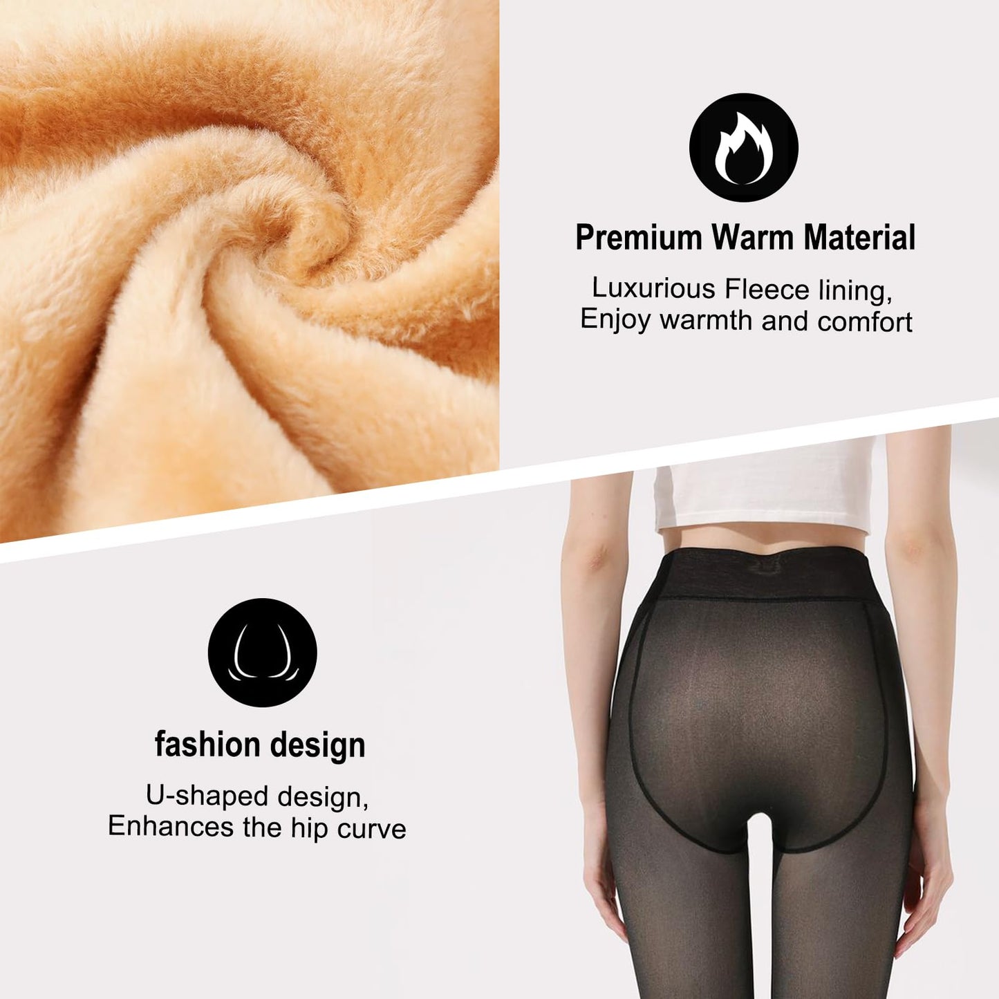 Garnet 2024 Newest Fleece Lined Tights Sheer Women Fake Translucent Tights High Waisted Warm Leggings Sheer Tight For Winter (US, Alpha, X-Large, Regular, Regular, Black)