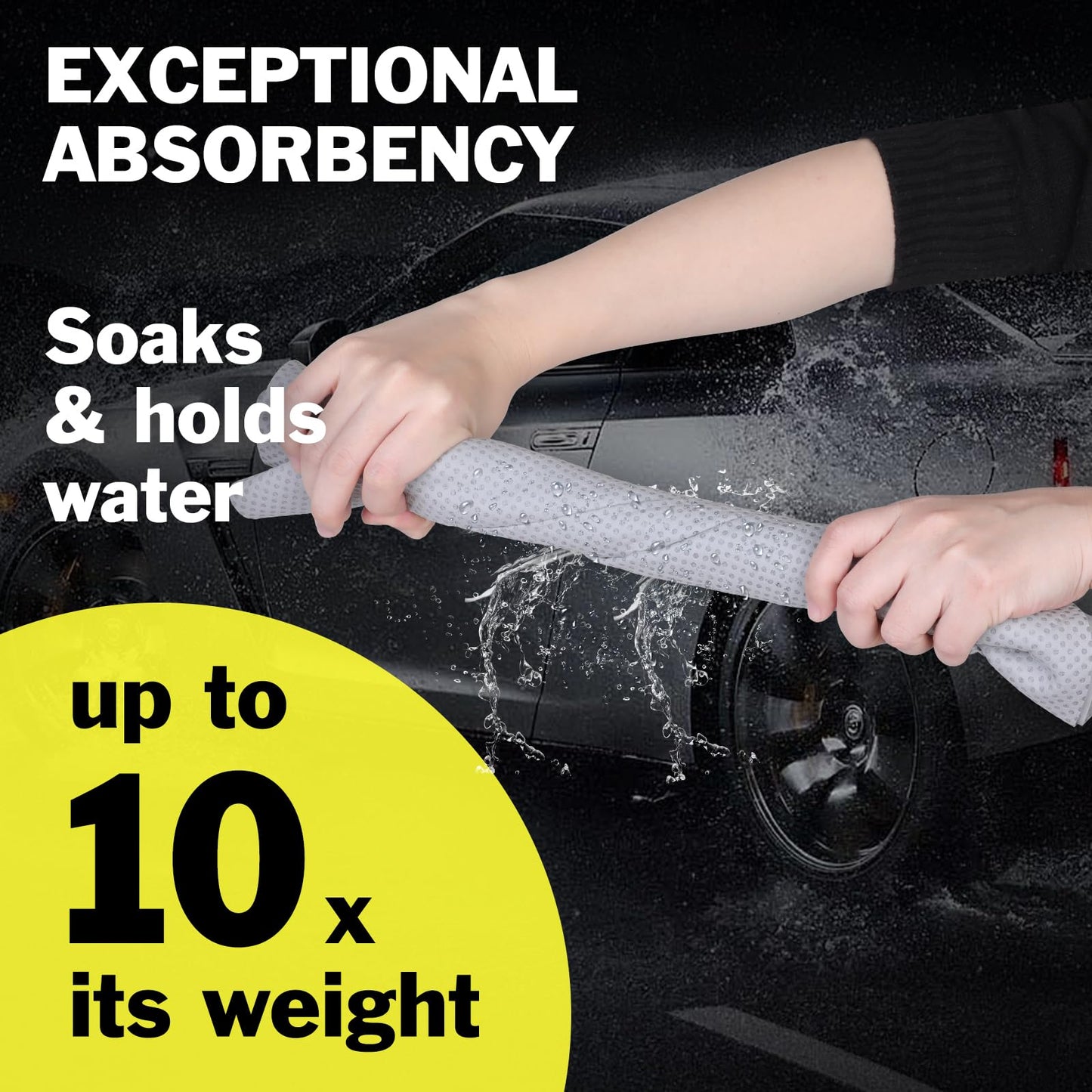 YesBes 3 Pack Premium Car Drying Shammy Cloth, 26'x17' Super Absorbent PVA Material, Reusable Soft Car Towel