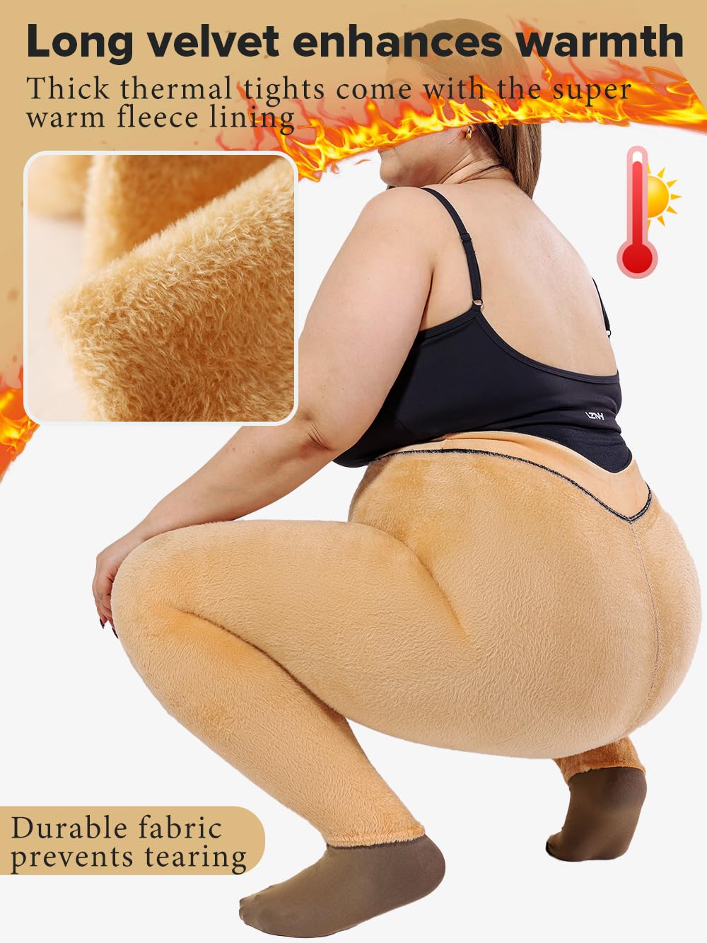 JS LifeStyle Plus Size Fleece Lined Tights Leggings Women,Warm Plus Size Tights Thermal Magic Leggings for Women Winter