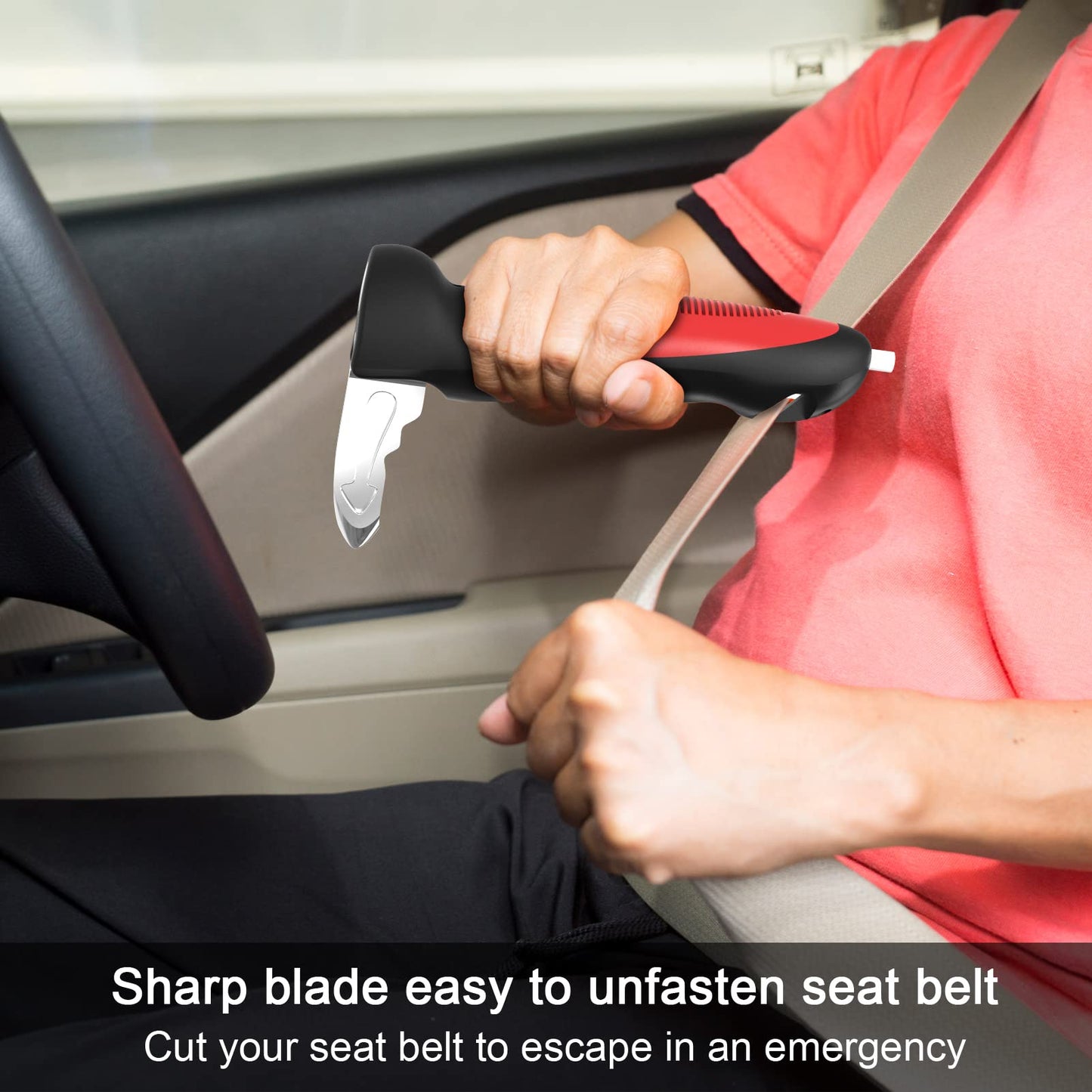 byojia 5 in 1 Vehicle Support Handles Elderly Portable Automotive Door Assist Handles Multifunction Car Handle for Elderly and Handicapped (Red-with Nylon Handle)