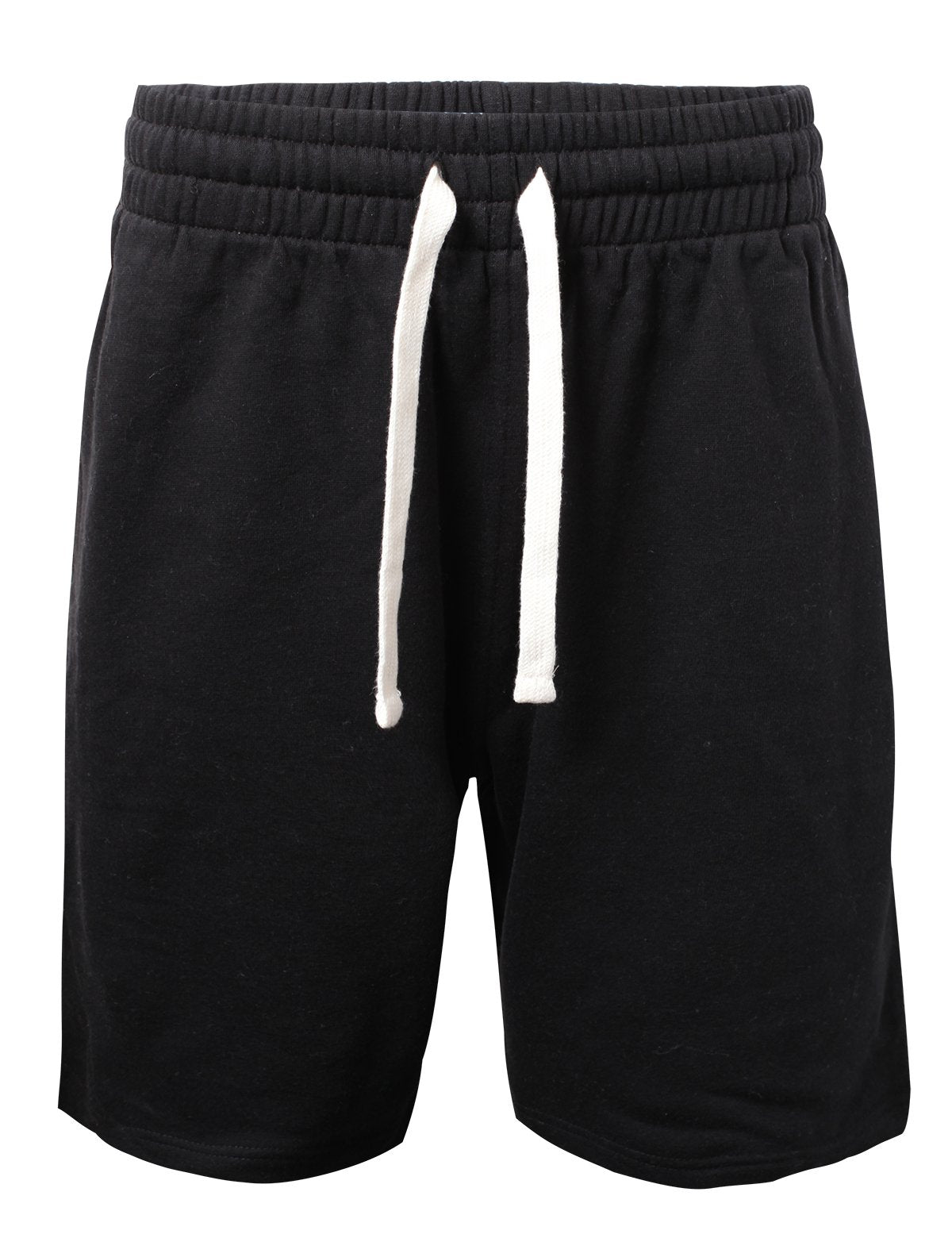 PROGO USA Men’s Shorts – Classic Fleece Workout Shorts - Men Shorts Casual with Elastic Waist (Black, Large)