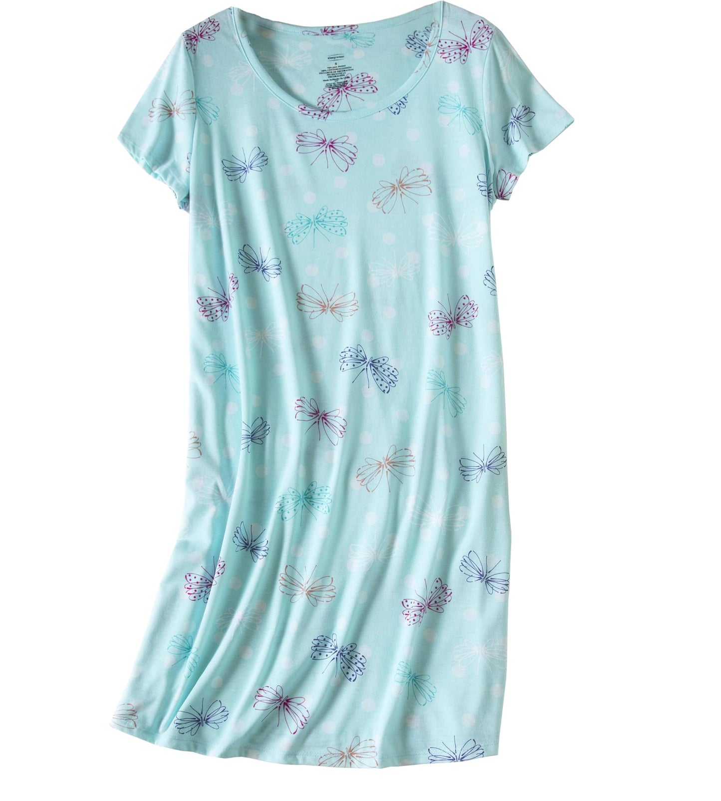 Inadays 3 Pack Women's Cotton Nightgown Sleepwear Short Sleeves Nightshirt Fun Print Sleepdress Loose Comfy Sleepshirts Cup+Purple+Dragonfly-XL