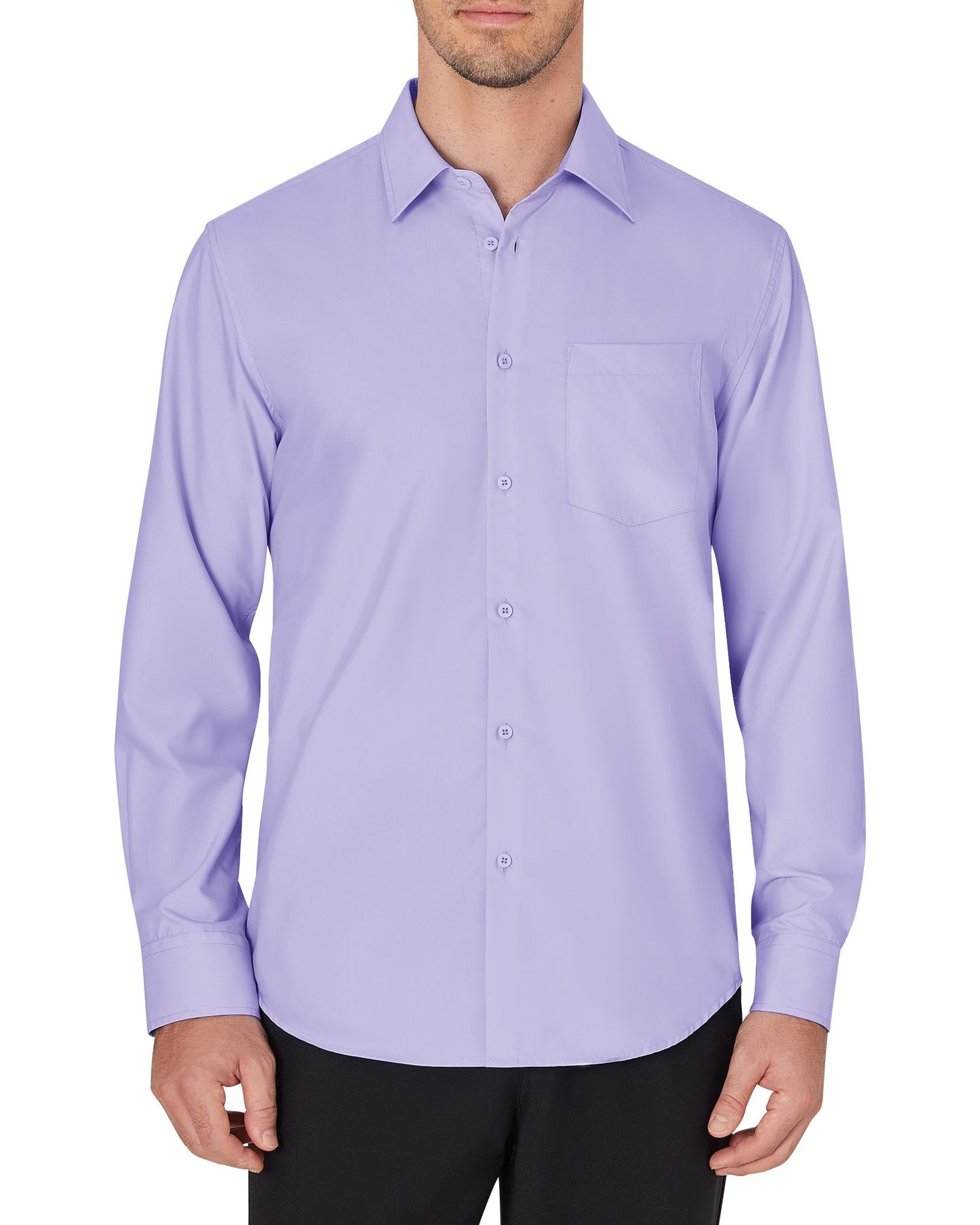 J.VER Men's Dress Shirts Wrinkle Free Long Sleeve Formal Shirt Solid Business Casual Wedding Button Down Shirts with Pocket Medium Lilac Purple