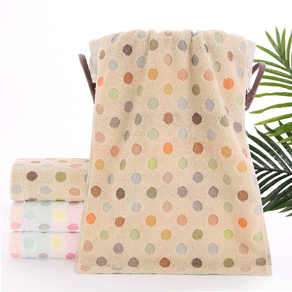 Pidada Hand Towels Set of 4 Colorful Polka Dot Pattern 100% Cotton Soft Absorbent Decorative Towel for Bathroom 13.4 x 30 Inch (Brown)