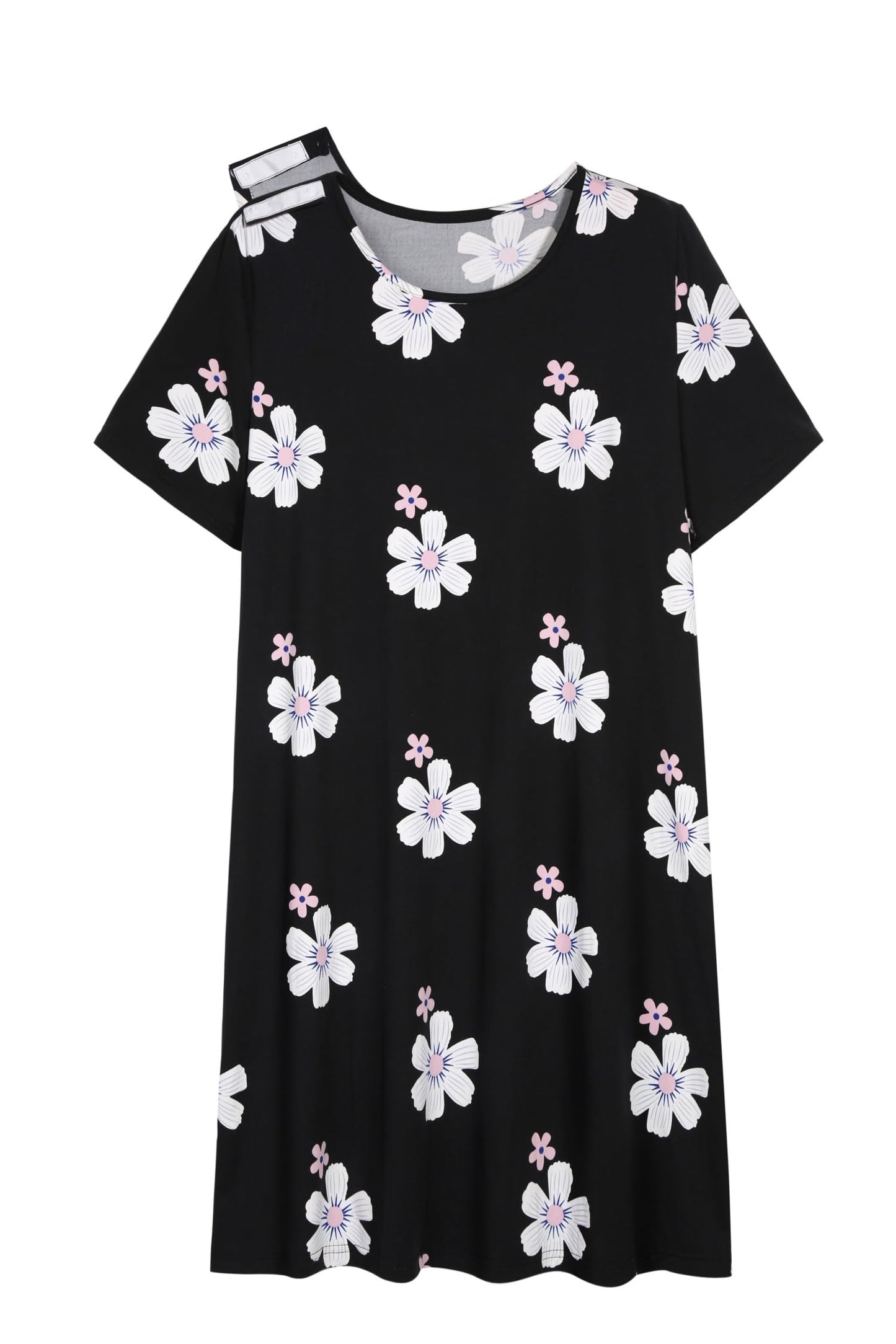 AVIIER Hospital Gowns for Women Open Back Adaptive Clothing Nightgowns Post Shoulder Surgery Dress Black Flower XXL