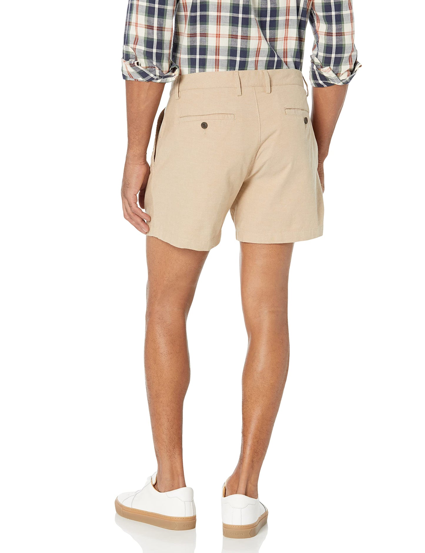 Amazon Essentials Men's Slim-Fit 5" Lightweight Comfort Stretch Oxford Shorts (Previously Goodthreads), Khaki Brown, 34