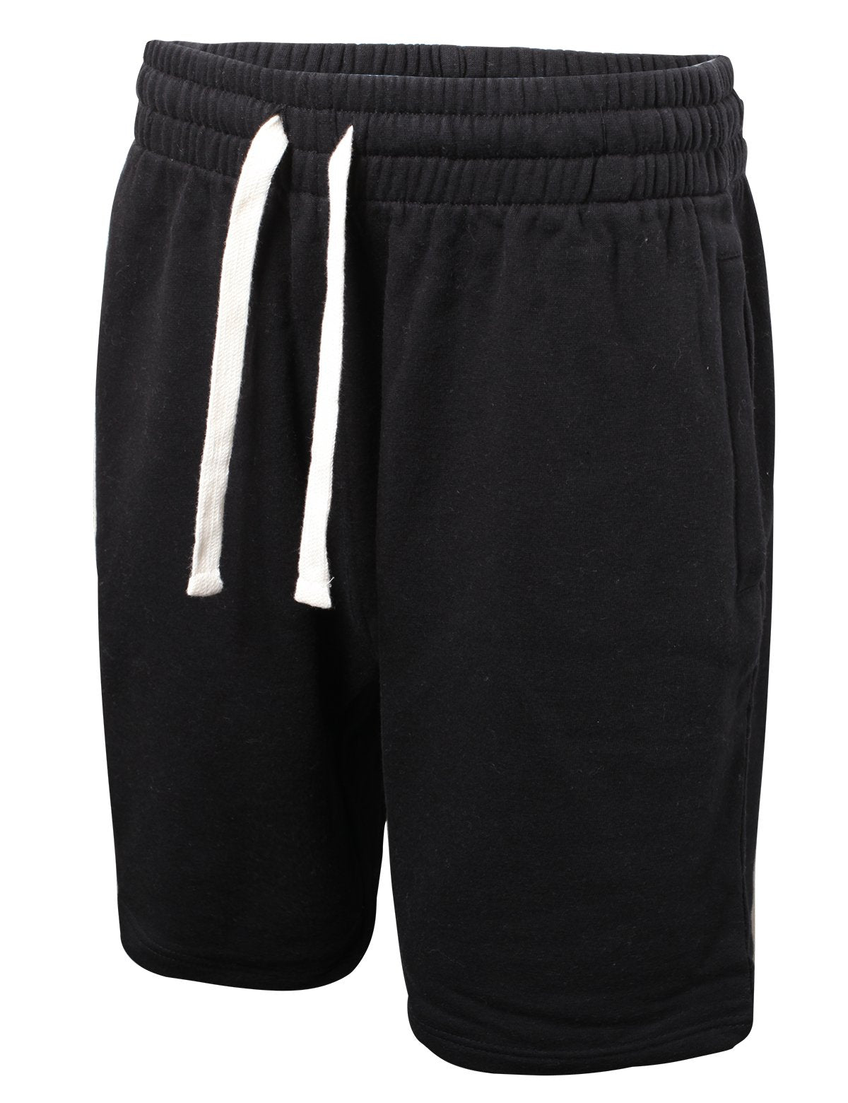 PROGO USA Men’s Shorts – Classic Fleece Workout Shorts - Men Shorts Casual with Elastic Waist (Black, Large)