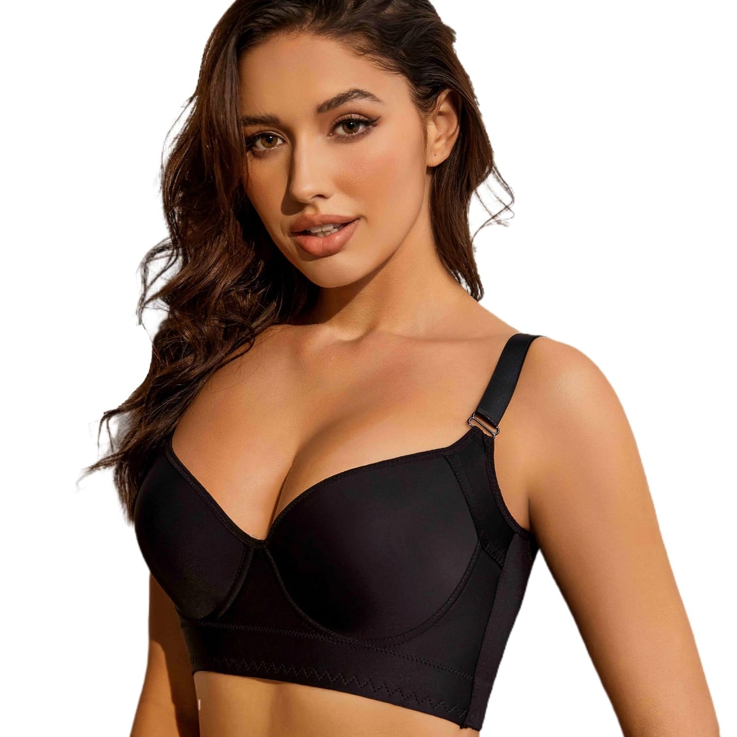 YJSPBL Back Smoothing Push Up Bra Shapely Bras for Women(Black,40D