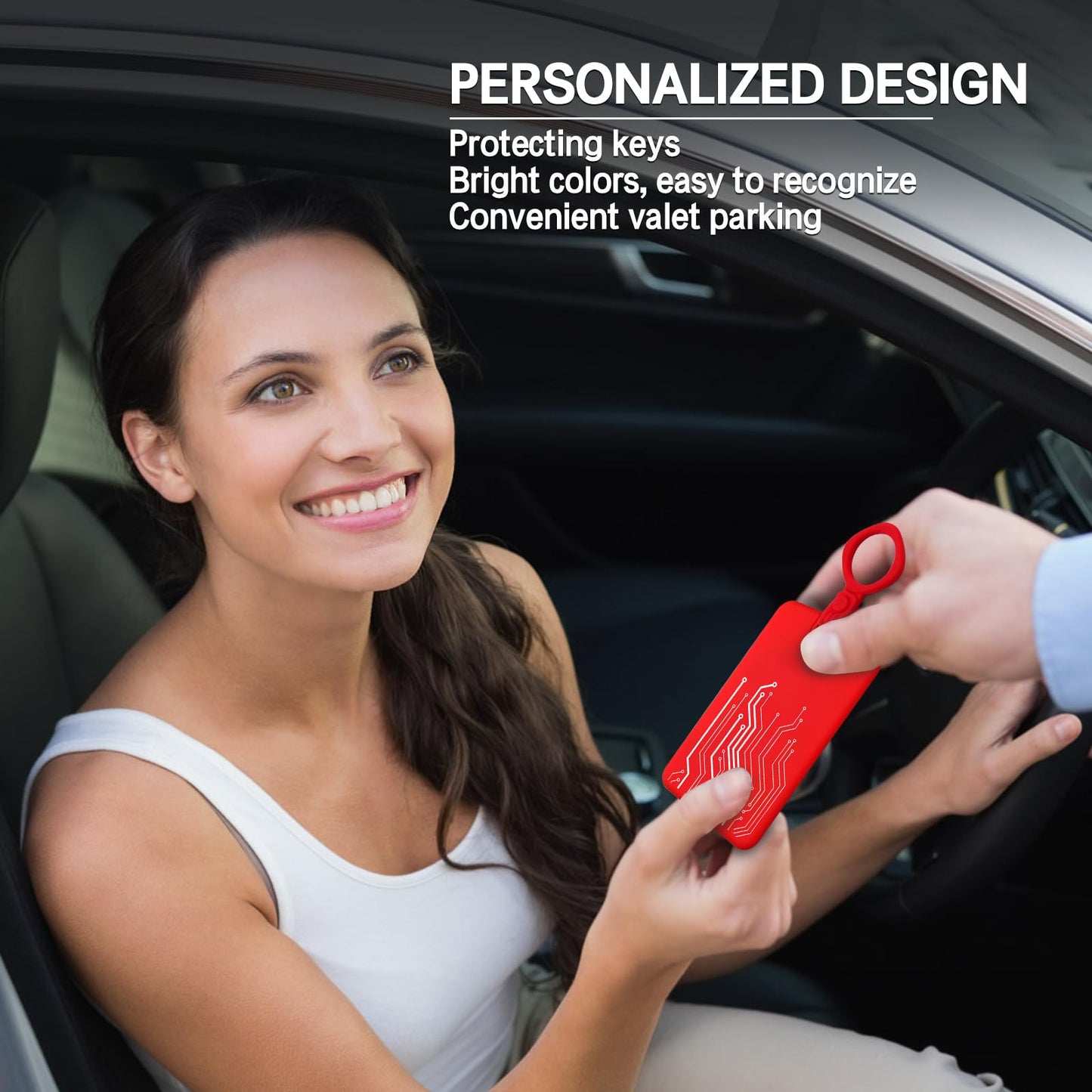 2 Pieces Key Card Holder Case for Tesla, Silicone Key Card Holder Compatible with Tesla Model 3 Y S X Key Cards, Black and Red