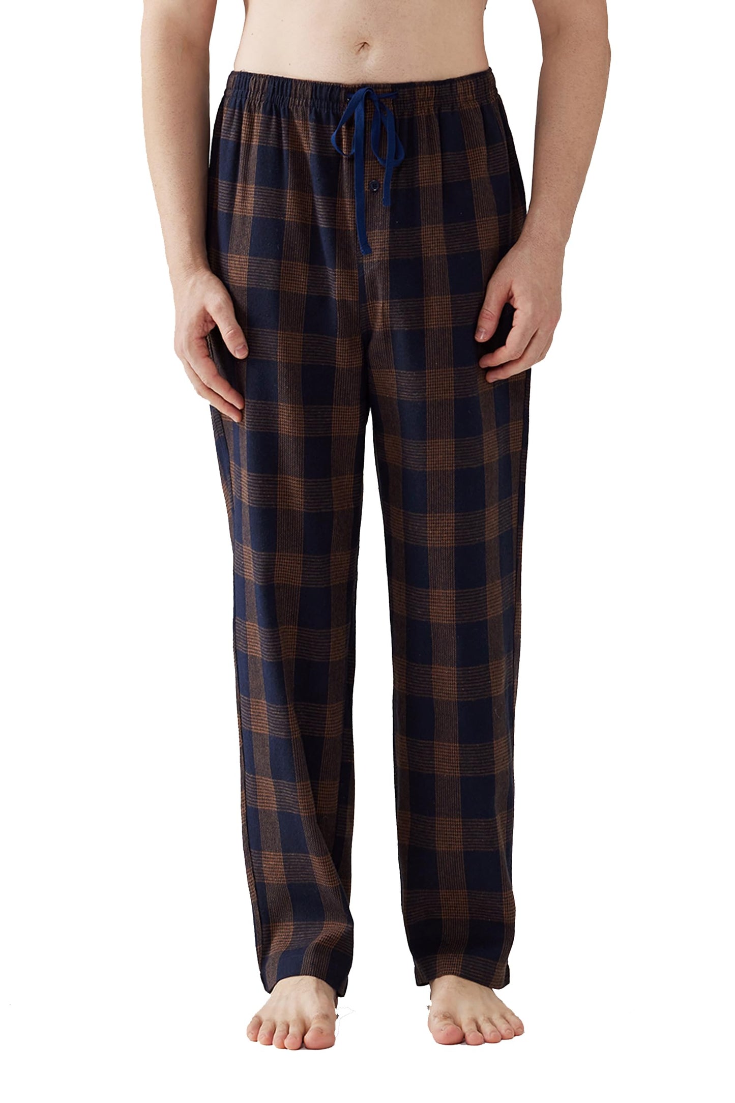 Jveyvth Mens Pajama Pants Flannel Cotton Plaid Sleep & Lounge Pants, PJ Bottoms with Pockets and Button Fly