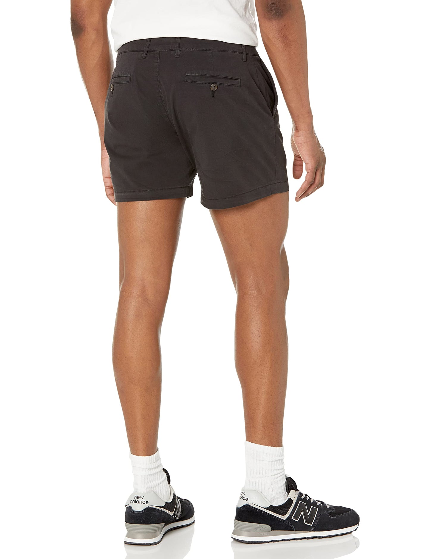 Amazon Essentials Men's Slim-Fit 5" Flat-Front Comfort Stretch Chino Short (Previously Goodthreads), Black, 34