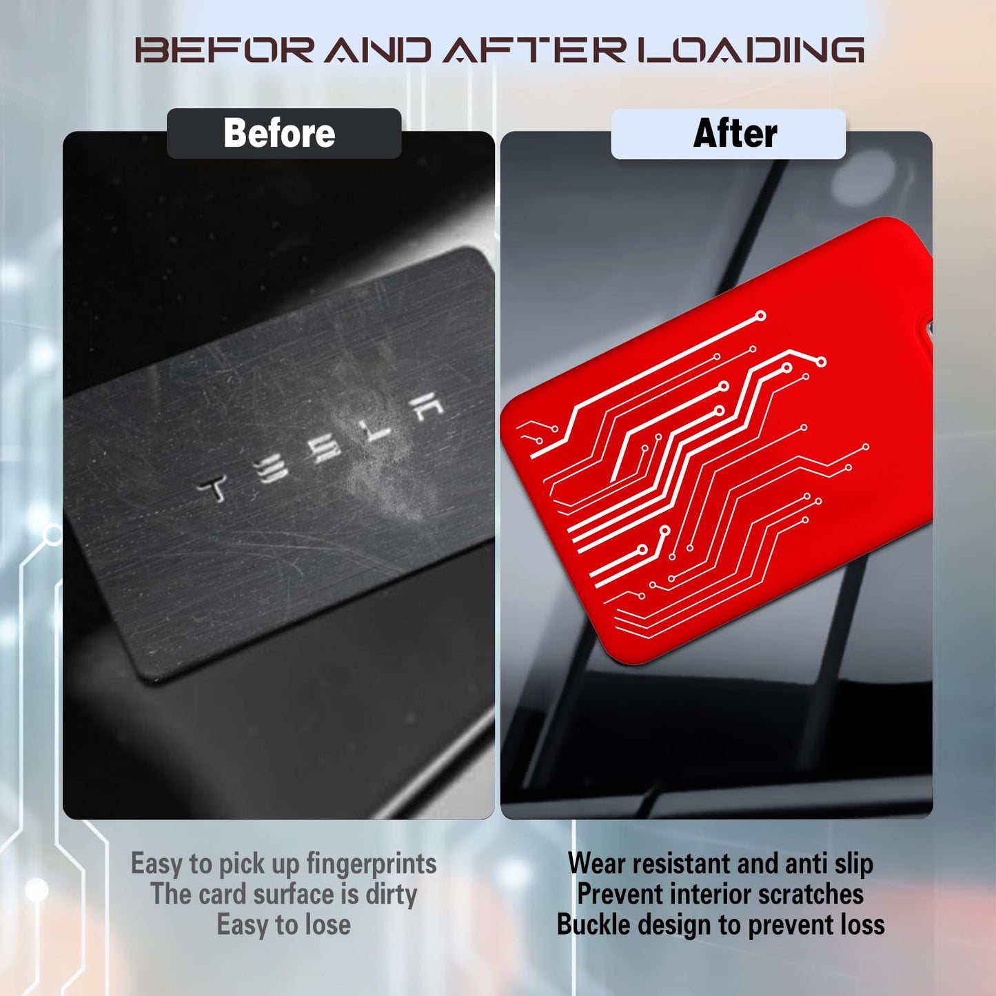 2 Pieces Key Card Holder Case for Tesla, Silicone Key Card Holder Compatible with Tesla Model 3 Y S X Key Cards, Black and Red