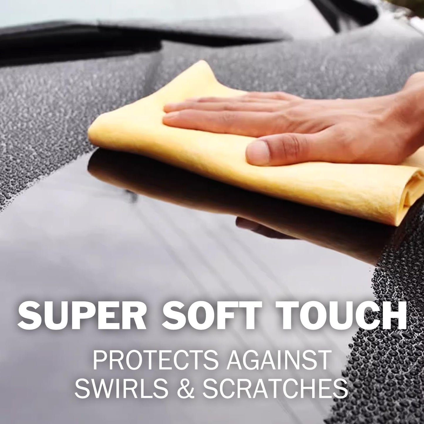 YesBes 3 Pack Premium Car Drying Shammy Cloth, 26'x17' Super Absorbent PVA Material, Reusable Soft Car Towel