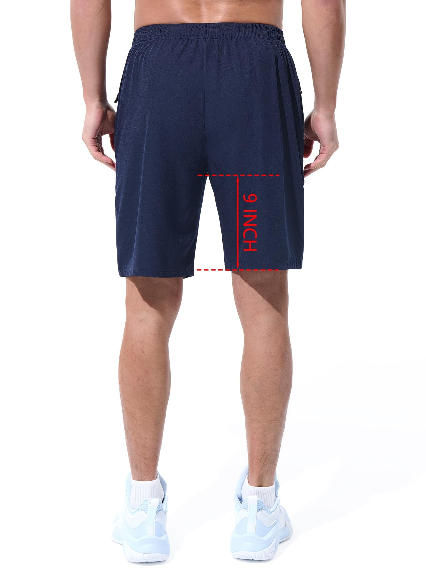 UIQUR Mens Athletic Shorts Running Shorts Quick Dry Workout Shorts 7"/ 9" Lightweight Gym Basketball Shorts Zipper Pockets Navy Blue L