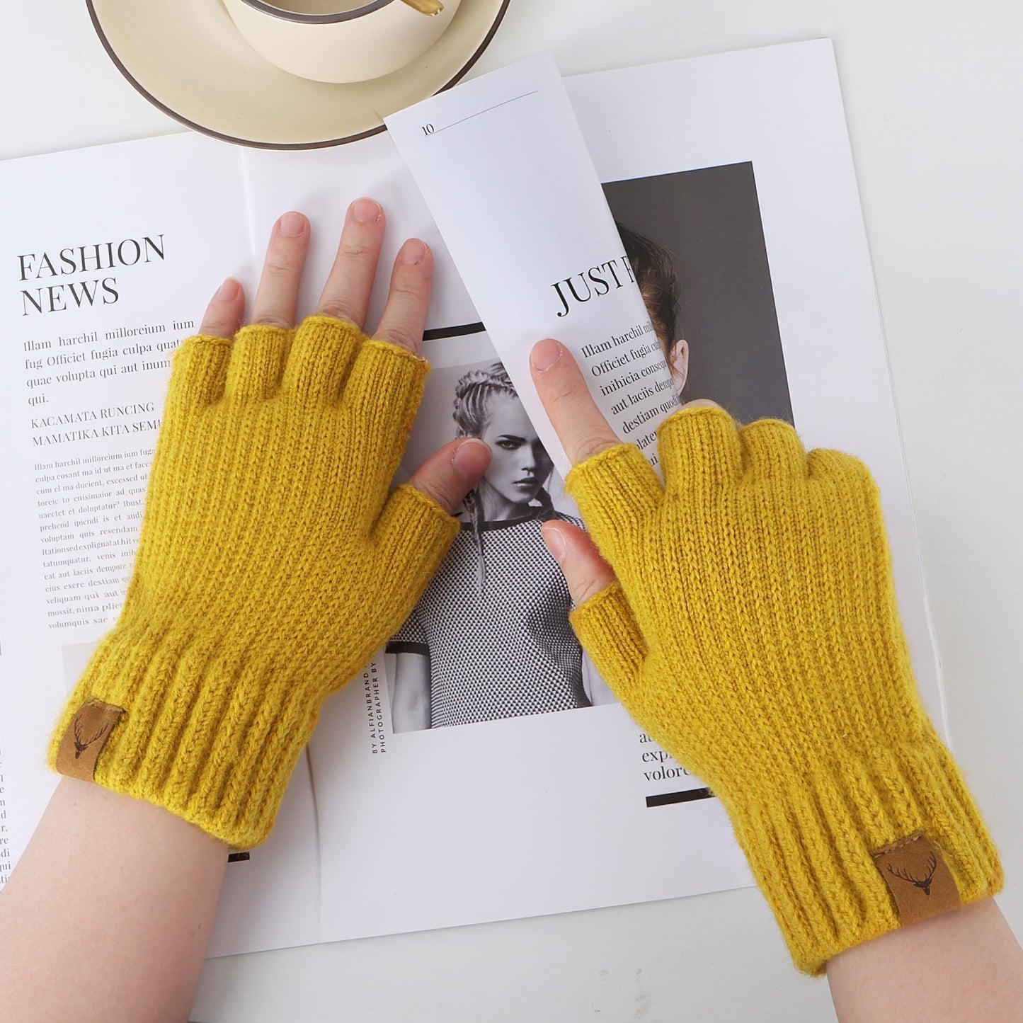 Fingerless Gloves for Women - Winter Warm Knitted Gloves Ladies Thermal Half Finger Mittens for Typing Working Driving