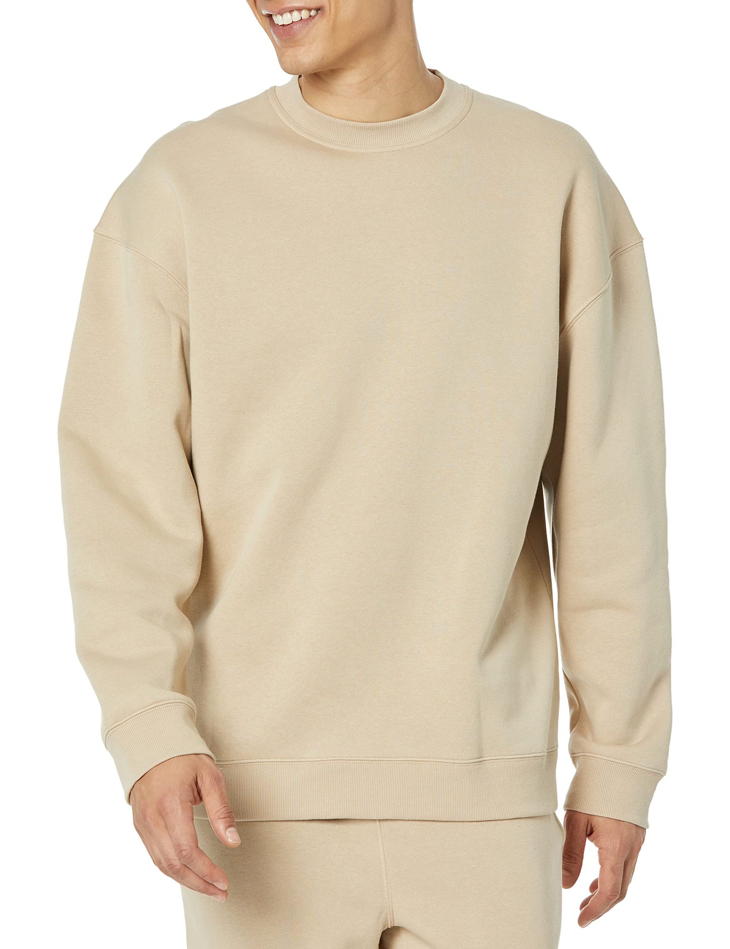 Amazon Essentials Men's Oversized-Fit Crewneck Sweatshirt (Available in Big & Tall), Tan, X-Small