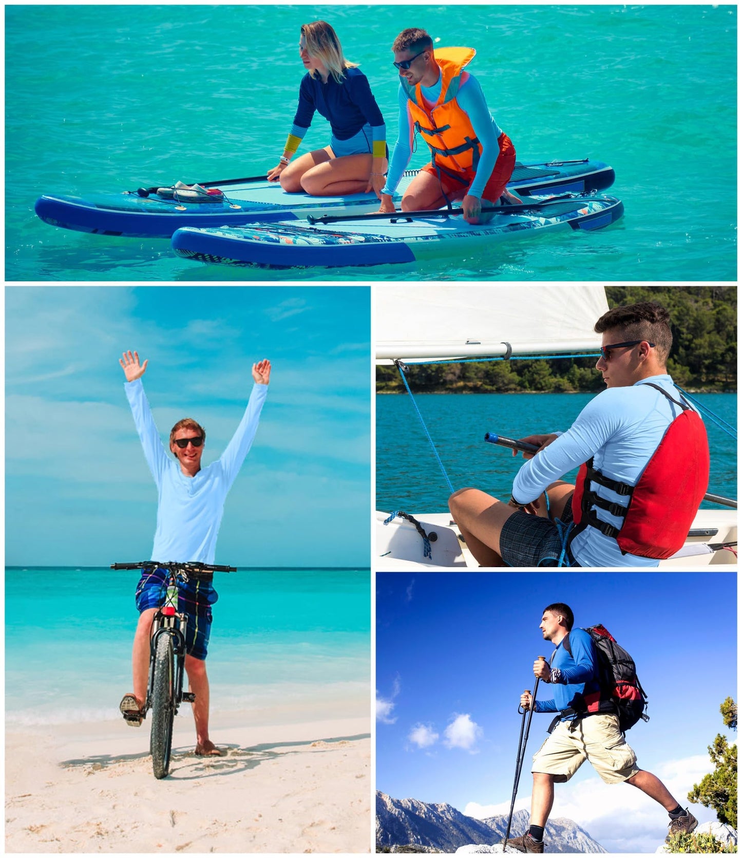 Kinglaman 2 Pack Men's UPF 50+ Rash Guard Long Sleeves Swim Shirts, Dry Fit Surf Fishing Running UV Sun Protection Shirts 1 Blue 1 Navy Large