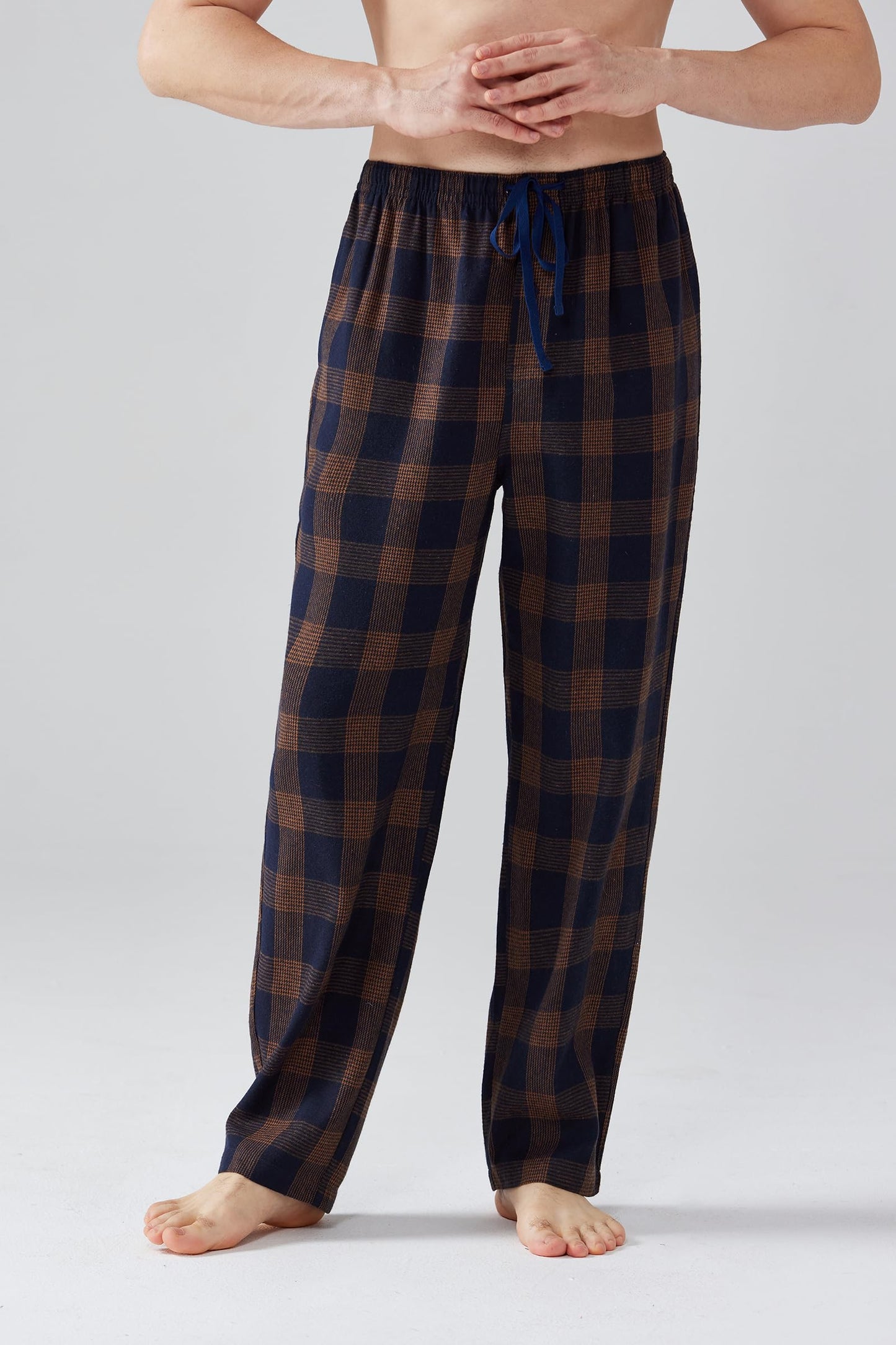 Jveyvth Mens Pajama Pants Flannel Cotton Plaid Sleep & Lounge Pants, PJ Bottoms with Pockets and Button Fly