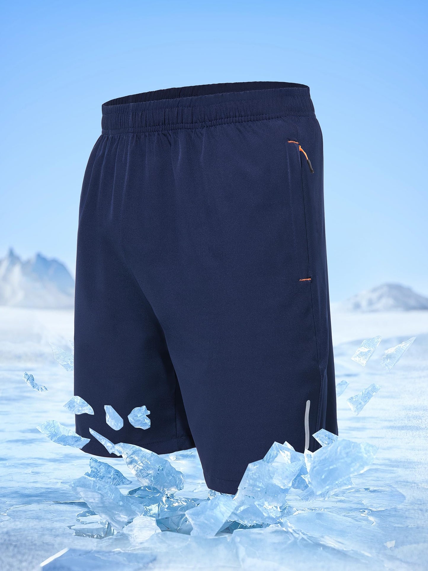 UIQUR Mens Athletic Shorts Running Shorts Quick Dry Workout Shorts 7"/ 9" Lightweight Gym Basketball Shorts Zipper Pockets Navy Blue L