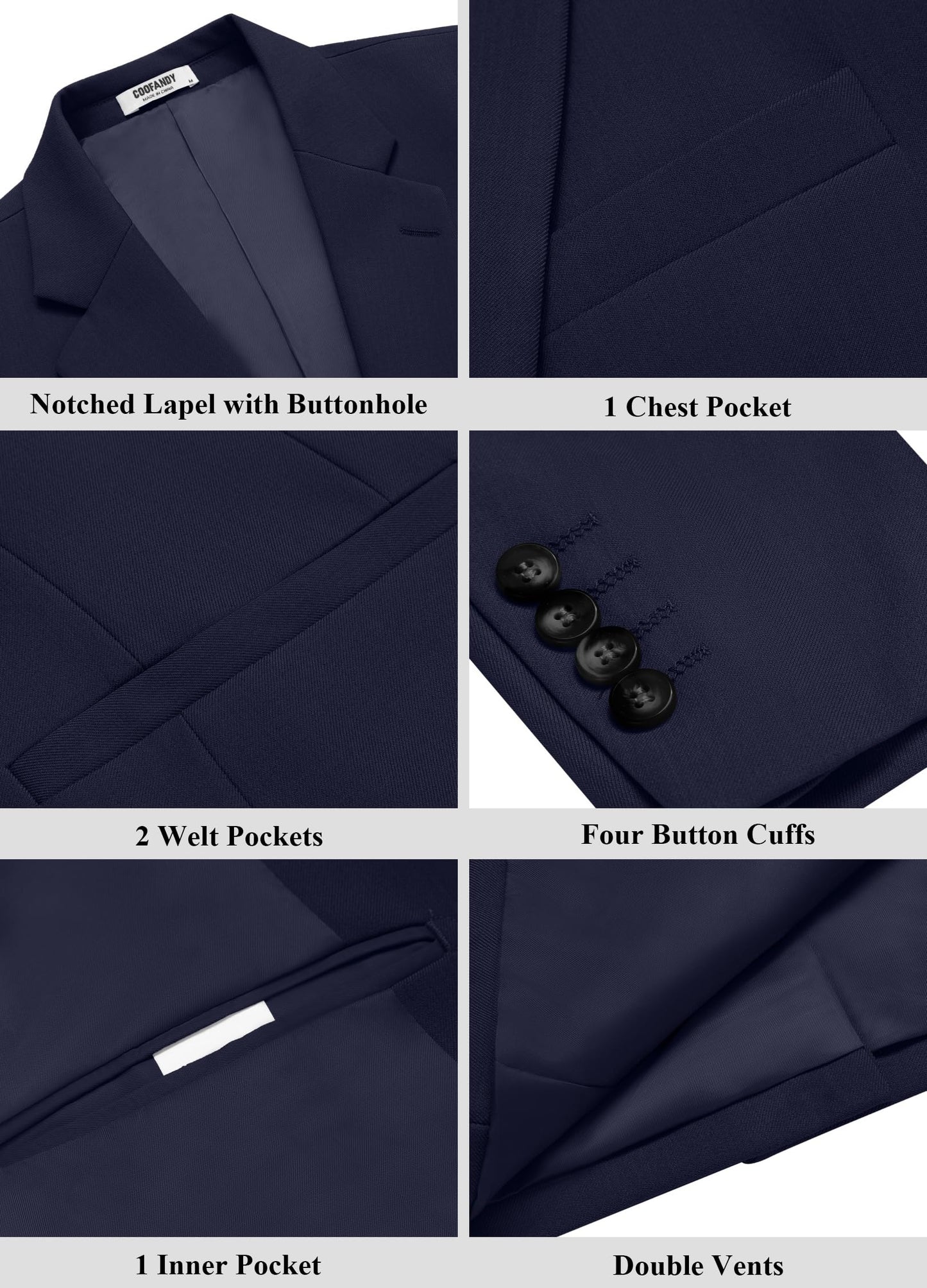 COOFANDY Men's Blazer Casual Sport Coat Regular Fit Two Button Lightweight Business Suit Jacket Navy Blue