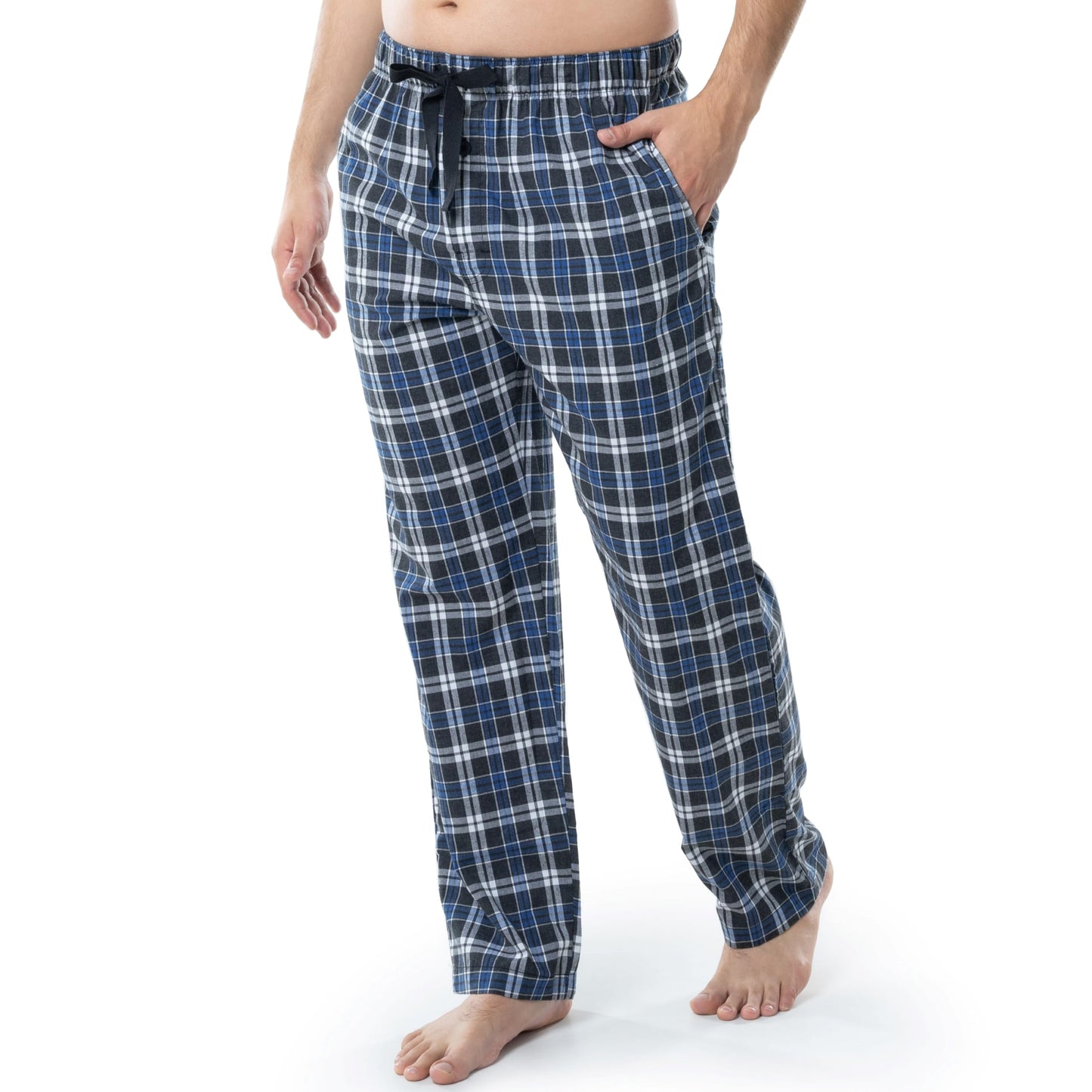 Fruit of the Loom Men's Woven Sleep Pajama Pant, Black Plaid, Large