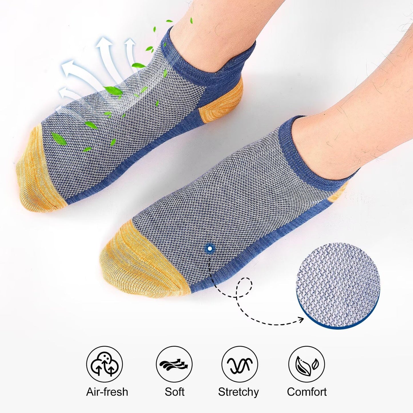 Niorasen 8 Pack Ankle Socks for Men Women, Cotton Breathable Thin Low Cut Short Socks for Casual, Daily Wear