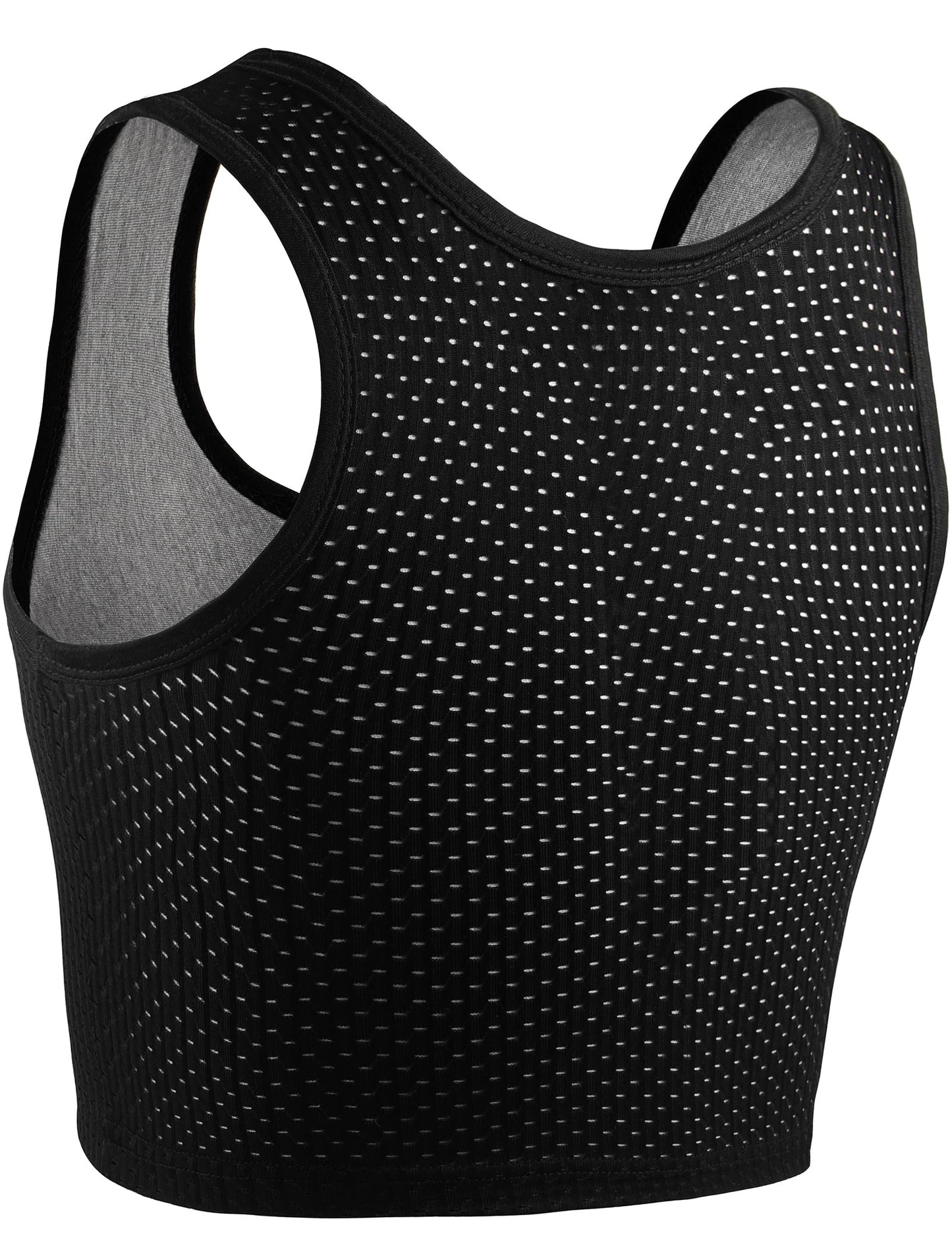 XUJI Chest Binder FTM Transgender Zip Up Binder Breathable Breast Cool Fabric Tank Top (B, XL) Black