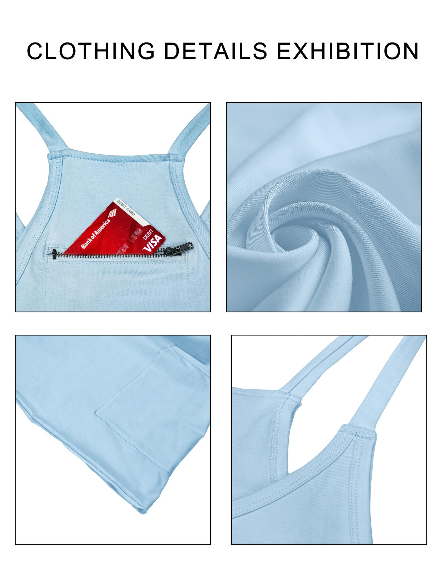 Womens Athletic Dress Hot Shot Mini Dress Built in Shorts Summer Workout Romper 2025 Trendy Outfit, Light Blue, X-Large